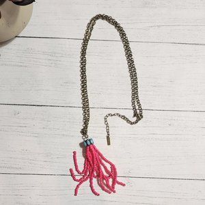 SUGARFIX BY BAUBLEBAR HOT PINK BEADED TASSEL NECKLACE